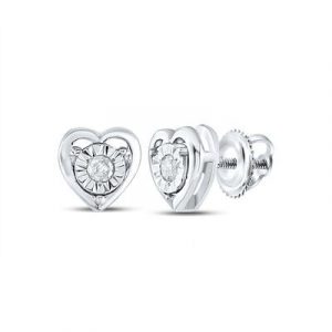 .05TCW Diamond Heart Stud Earrings Sterling Silver/6MM *FINAL SALE*