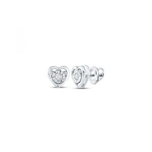 .05TCW Diamond Heart Stud Earrings Sterling Silver/6MM   *FINAL SALE*