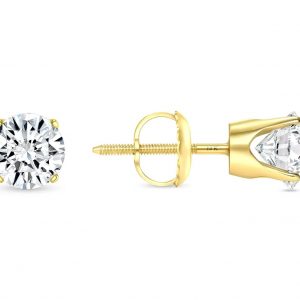 .51TCW/2 I1 GH Round Brilliant Diamond Screwback Stud Earrings 14KT *FINAL SALE*