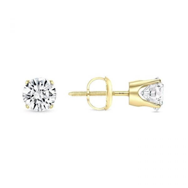 .65TCW/2  I2 JK Round Brilliant Diamond Screwback Stud Earrings 14KT   *FINAL SALE*