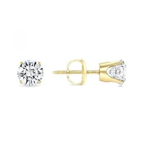 .65TCW/2  I2 JK Round Brilliant Diamond Screwback Stud Earrings 14KT   *FINAL SALE*