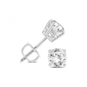 .50TCW/2 SI2 F-G Round Brilliant Diamond Screwback Stud Earrings 14KT WG *FINAL SALE*