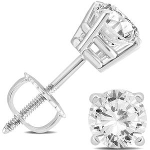 .50TCW/2 SI2 F-G Round Brilliant Diamond Screwback Stud Earrings 14KT WG *FINAL SALE*