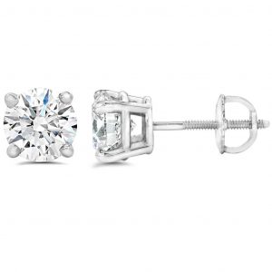 .27TCW/2 I1 GH Round Brilliant Diamond Screwback Stud Earrings 14KT WG *FINAL SALE*