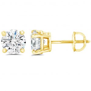 .41TCW/2 I1 GH Round Brilliant Diamond Screwback Stud Earrings 14KT *FINAL SALE*