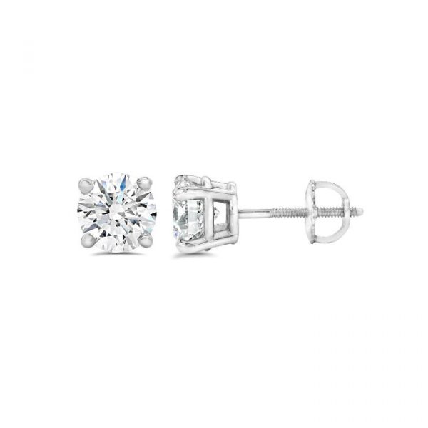 .41TCW/2  I1 GH Round Brilliant Diamond Screwback Stud Earrings 14KT WG   *FINAL SALE*