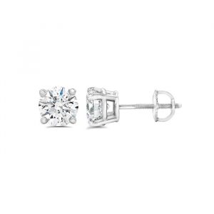 .41TCW/2  I1 GH Round Brilliant Diamond Screwback Stud Earrings 14KT WG   *FINAL SALE*