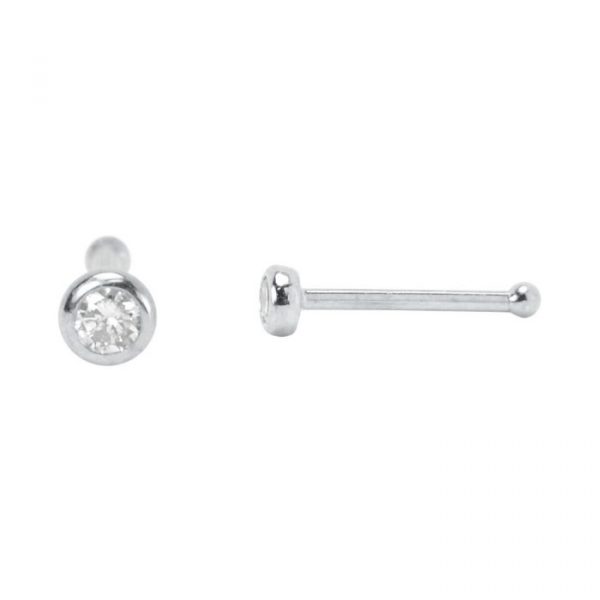 .03CT Diamond Bezel Set Nose Pin 14KT WG   *FINAL SALE*