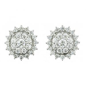 .65TCW Diamond Round Brilliant Cluster Screwback Stud Earrings 10KT WG  *FINAL SALE*