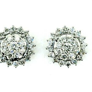 .65TCW Diamond Round Brilliant Cluster Screwback Stud Earrings 10KT WG *FINAL SALE*