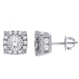 2.00TCW Diamond Round Brilliant Corner Claw Stud Earrings 10KT WG  *FINAL SALE*