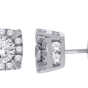 2.00TCW Diamond Round Brilliant Corner Claw Stud Earrings 10KT WG *FINAL SALE*