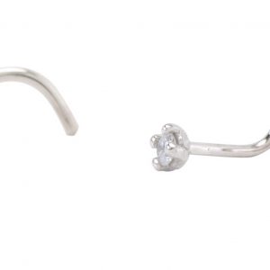 .03CT Diamond Claw Set Pigtail Nose Pin 14KT WG *FINAL SALE*