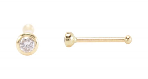 .03CT Diamond Bezel Set Nose Pin 14KT   *FINAL SALE*