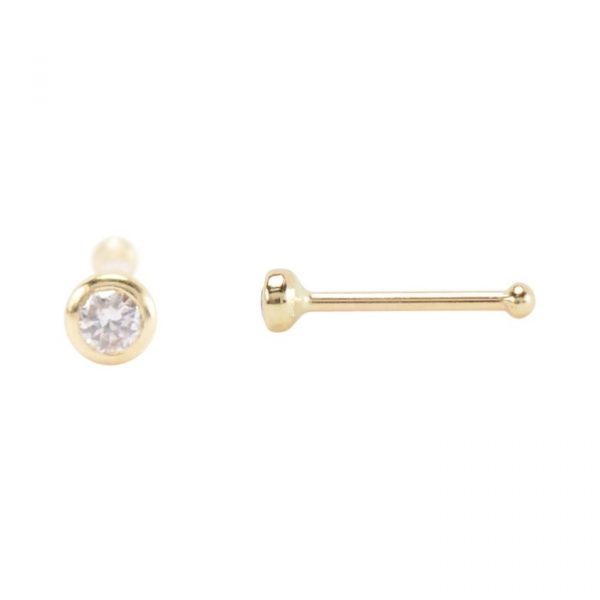 .03CT Diamond Bezel Set Nose Pin 14KT   *FINAL SALE*