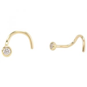 .03CT Diamond Bezel Set Pigtail Nose Pin 14KT *FINAL SALE*