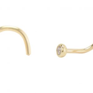 .03CT Diamond Bezel Set Pigtail Nose Pin 14KT *FINAL SALE*