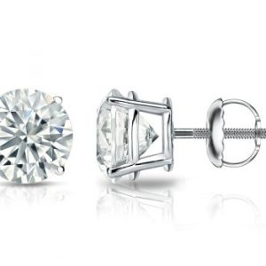 2.04TCW VVS2 D-E EX Cut LAB Diamond Screwback Stud Earrings 14KT WG Laser Engraved #LG012207 Cert# GS012207 *FINAL SALE*