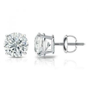 2.04TCW VVS2 D-E EX Cut LAB Diamond Screwback Stud Earrings 14KT WG Laser Engraved #LG012207 Cert# GS012207 *FINAL SALE*