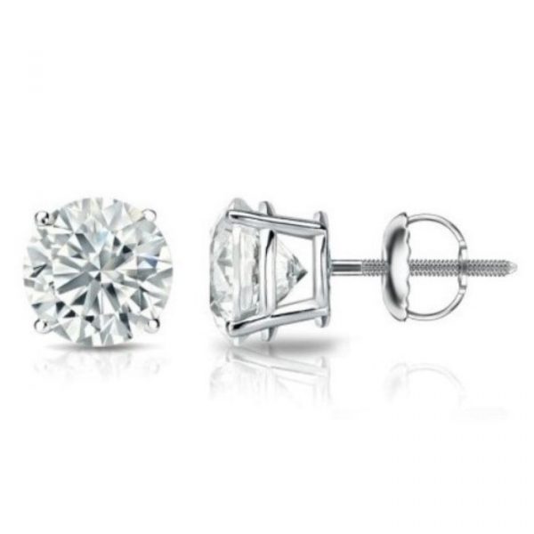 2.04TCW  VVS2 D-E EX Cut  LAB Diamond Screwback Stud Earrings 14KT WG  Laser Engraved #LG012207  Cert# GS012207   *FINAL SALE*