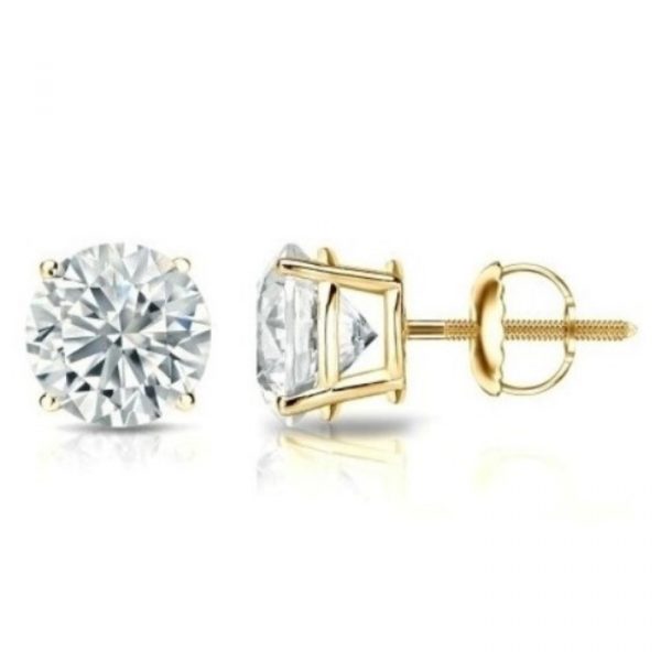 2.14TCW  VVS2 D-E EX Cut  LAB Diamond Screwback Stud Earrings 14KT  Laser Engraved #LG011203  Cert# GS011203   *FINAL SALE*