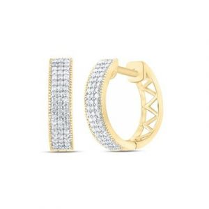 .33TCW Diamond Micro Pave 4mm Wide Huggie Hoop Earrings 10KT/16MM *FINAL SALE *