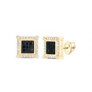 .25TCW Enhanced Black & White Diamond Stud Earrings 10K  *FINAL SALE*
