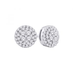 .50TCW Diamond Round Cluster Screwback Stud Earrings 10KT WG   *FINAL SALE*