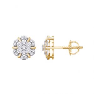 .50TCW Diamond Scalloped Vintage Design Screwback Stud Earrings 10KT *FINAL SALE*