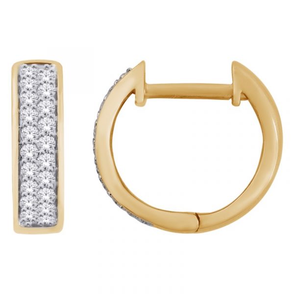 .25TCW Diamond Pave Huggie Hoop Earrings 10KT/12MM   *FINAL SALE*