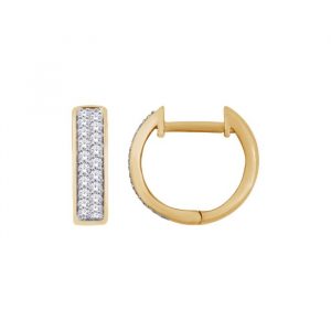 .25TCW Diamond Pave Huggie Hoop Earrings 10KT/12MM *FINAL SALE*