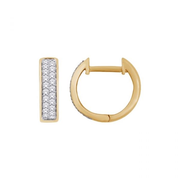 .25TCW Diamond Pave Huggie Hoop Earrings 10KT/12MM   *FINAL SALE*