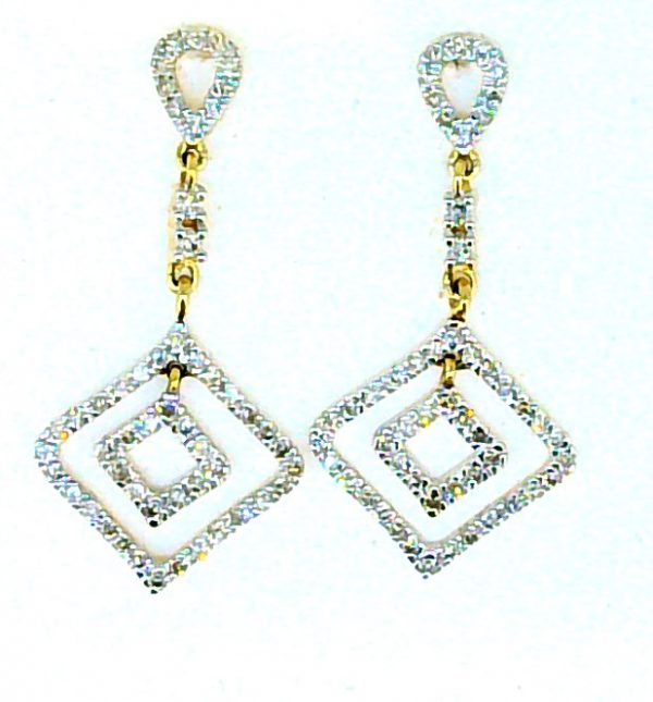 .40TCW Diamond Geometric Pave Dangle Screwback Stud Earrings 10KT/26MM   *FINAL SALE*