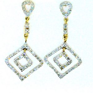 .40TCW Diamond Geometric Pave Dangle Screwback Stud Earrings 10KT/26MM *FINAL SALE*