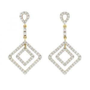 .40TCW Diamond Geometric Pave Dangle Screwback Stud Earrings 10KT/26MM   *FINAL SALE*