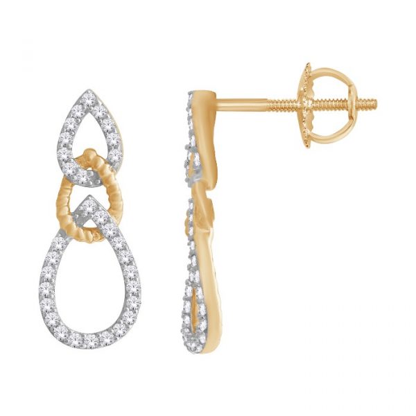 .22TCW Diamond Pear Shaped Pave Screwback Stud Earrings 10KT/16MM   *FINAL SALE*