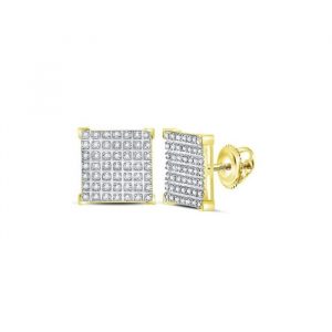 .33TCW Diamond Pave Square Screwback Stud Earrings 10KT/12MM   *FINAL SALE*