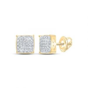 .15TCW Diamond Pave Square Screwback Stud Earrings 10KT/8MM   *FINAL SALE*