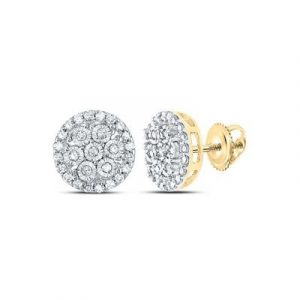 .25TCW Diamond Pave Round Screwback Stud Earrings 10KT/8MM   *FINAL SALE*