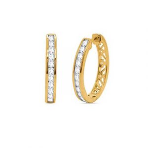 .25TCW Diamond SI HI Channel Set Huggie Hoop Earrings 10KT/16MM *FINAL SALE"