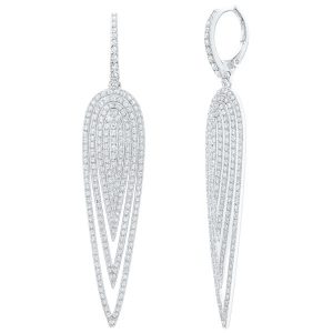 1.50TCW Diamond Long Drop Earrings 10KT WG/52MM      *CLEARANCE-FINAL SALE*