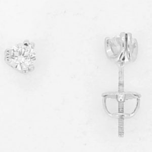 .51TCW/2  I1 GH Round Brilliant Diamond Screwback 3 Twin Prong Stud Earrings 14KT WG     *FINAL SALE*