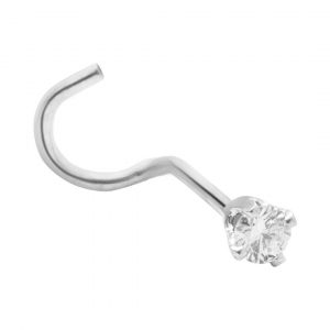 .03CT Diamond Claw Set Pigtail Nose Pin 14KT WG       *FINAL SALE*