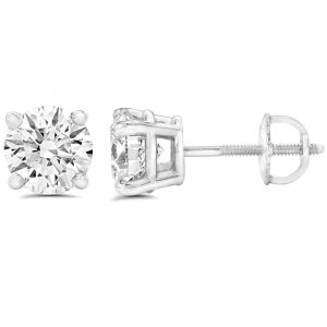 1.0TCW/2  VS EF Round Brilliant LAB Diamond Screwback Stud Earrings 14KT WG  Cert# LGE2534     *FINAL SALE*