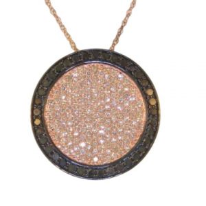 1.0TCW Enhanced Black & White Diamond Disc Pendant W/Chain 10KT PK      **CLEARANCE-FINAL SALE**