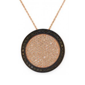 1.0TCW Enhanced Black & White Diamond Disc Pendant with Chain 10KT PK      *CLEARANCE-FINAL SALE*