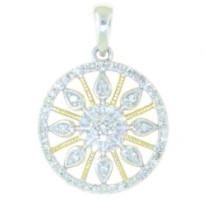 .20TCW Diamond Micro Pave Medallion Pendant w/ Chain 10KT TT **CLEARANCE-FINAL SALE**
