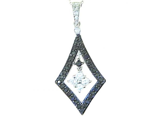 .50TCW Enhanced Black & White Diamond Pendant W/Chain 14KT WG     **CLEARANCE-FINAL SALE**