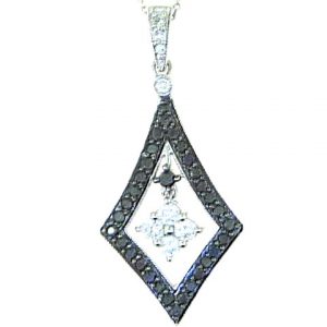.50TCW Enhanced Black & White Diamond Pendant W/Chain 14KT WG     **CLEARANCE-FINAL SALE**