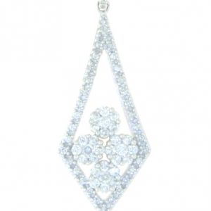 .50TCW Cluster Diamond Drop Pendant W/Chain 14KT WG     **CLEARANCE-FINAL SALE**